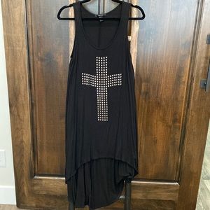 Forever 21 black high-low dress with studded cross